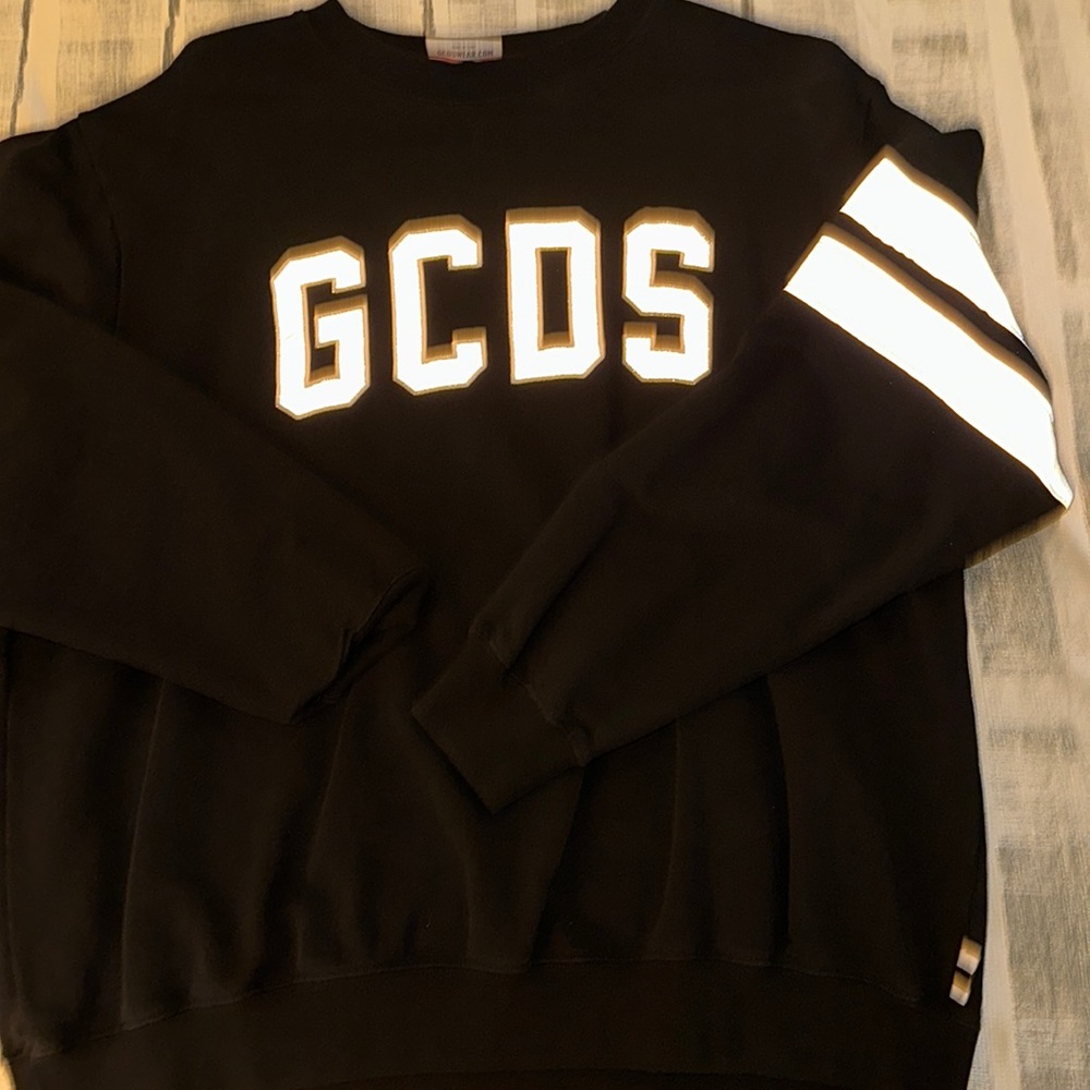 GCDS Logo Band Crew neck Mens Sweatshirt Reflective Letters/Bands GENTLY WORN